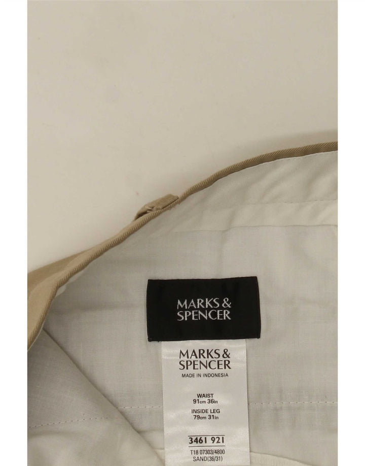 Marks & Spencer Ανδρικό παντελόνι με καρφίτσα W36 L31 Μπεζ πολυεστέρας