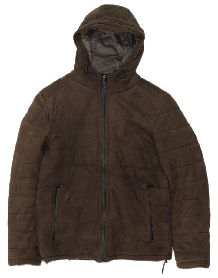 ZARA Ανδρικό μπουφάν με κουκούλα UK 40 Large Khaki Polyester