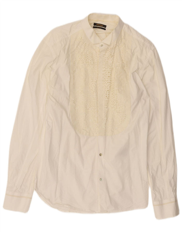 Ανδρικό πουκάμισο σμόκιν DIESEL XL Λευκό γεωμετρικό βαμβακερό