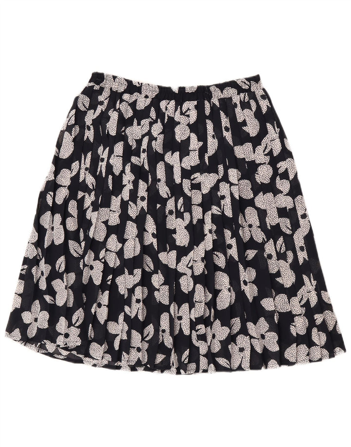 Vintage Γυναικεία Πλισέ Φούστα W30 Μεσαία Μαύρη Floral
