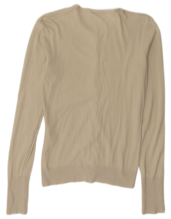 Γυναικείο πουλόβερ με ζακέτα Benetton UK 10 Small Beige βαμβακερό