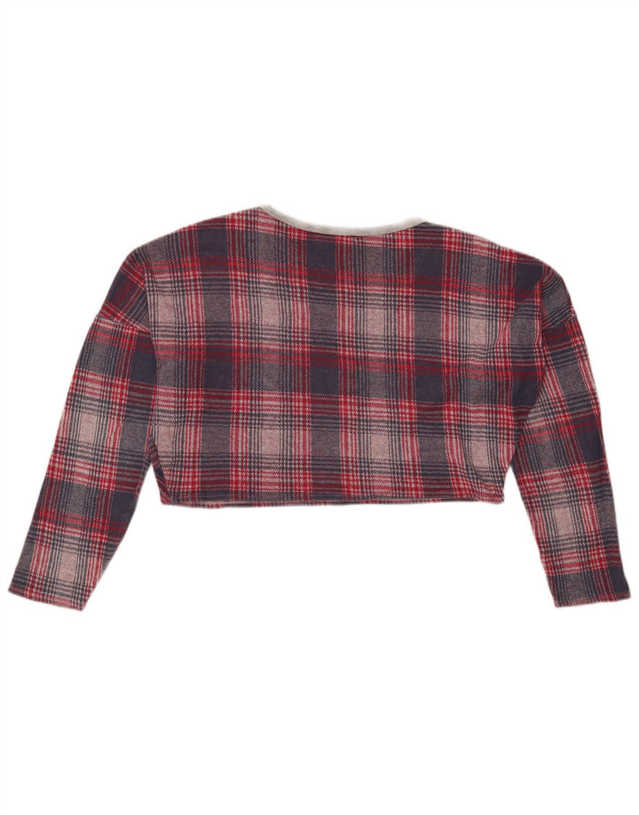 Topshop Γυναικείο Crop Oversized Top μακρυμάνικο UK 8 Small Red Houndstooth