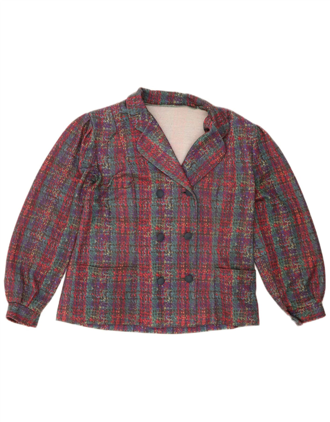 VINTAGE Womens Blazer Jacket UK 16 Large Multicoloured Check