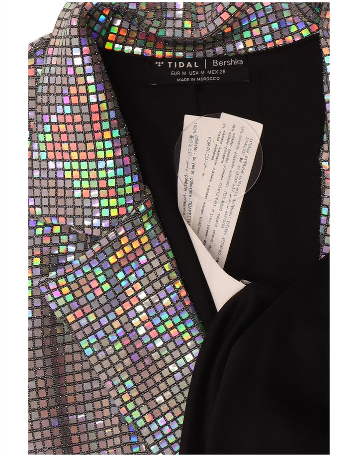 Bershka Γυναικείο Longline Blazer Jacket UK 12 Medium Πολύχρωμο Πολυαμίδιο