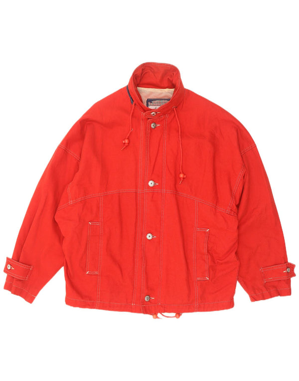 Vintage Ανδρικό Yachting Hooded Loose Fit Utility Jacket UK 38 Medium Red