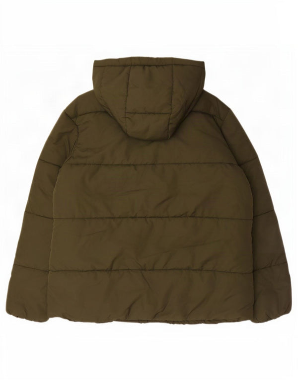 Marks & Spencer Womens Hooded Padded Jacket UK 16 Large Khaki Polyester