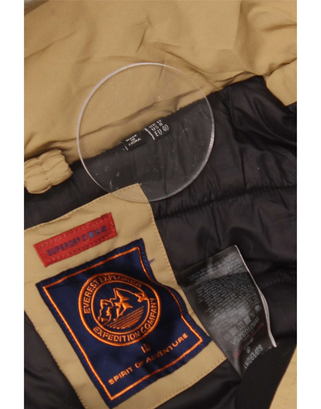 Superdry γυναικείο μπουφάν Parka με κουκούλα UK 12 Medium Beige Polyester