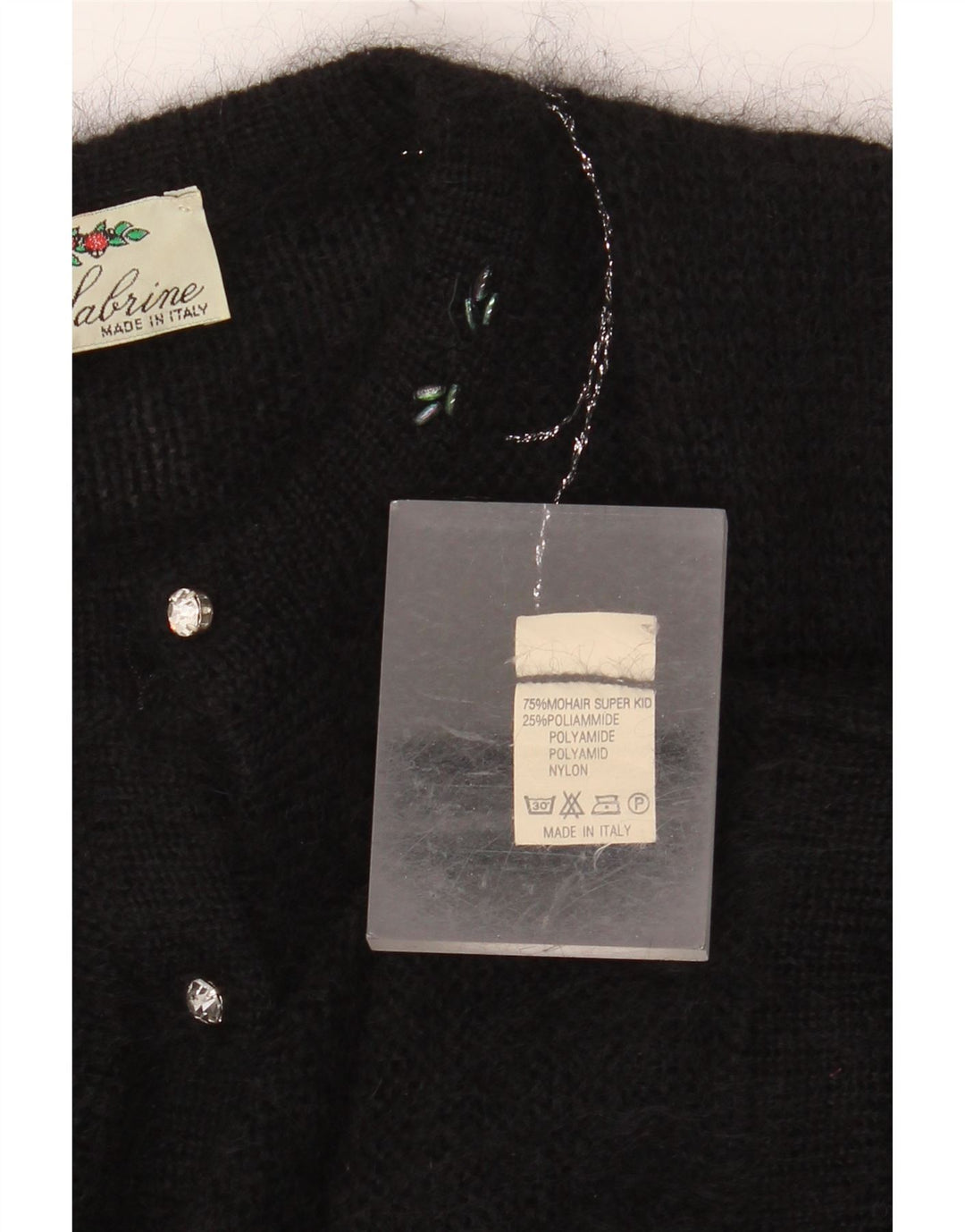 Γυναικείο πουλόβερ με ζακέτα VINTAGE UK 14 Large Black Mohair