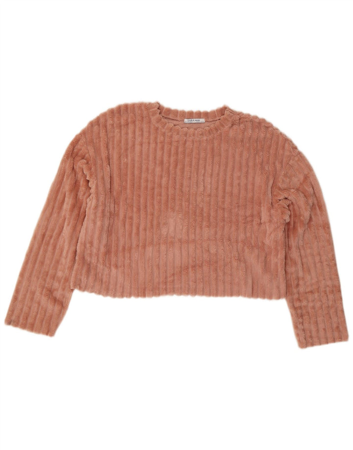 Zara Γυναικεία Βελούδινη Μπλούζα Oversized Top 10 Small Pink Polyester