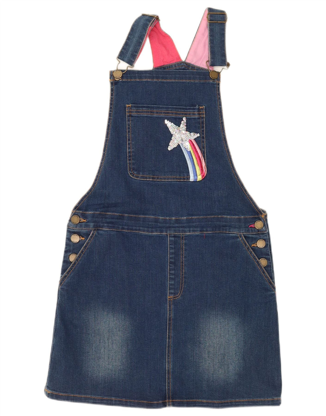 JOULES Girls Denim Dungaree Φόρεμα 11-12 ετών Μπλε βαμβακερό