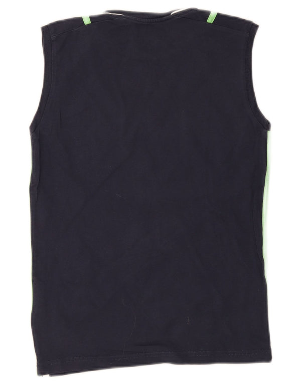 Champion Boys Graphic Vest Top 11-12 Years Large Navy Blue ριγέ βαμβακερό