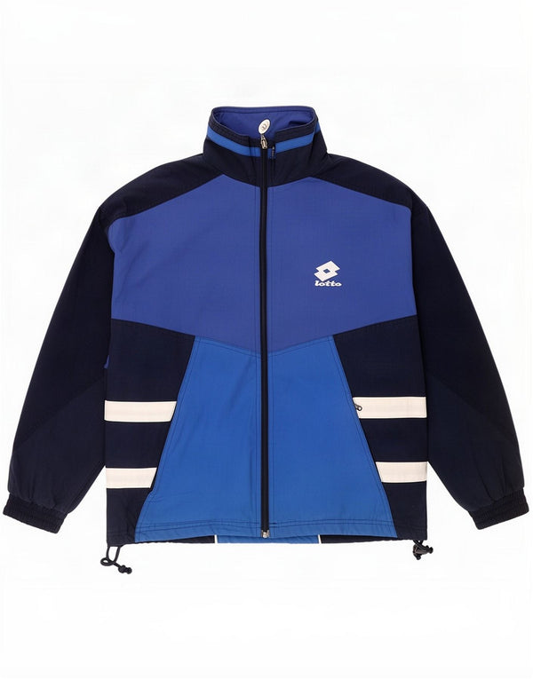 Lotto Mens Tracksuit Top Jacket Small Navy Blue Colourblock Cotton