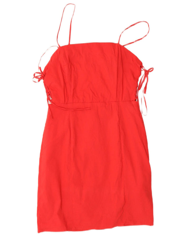 Zara Γυναικείο Sundress UK 12 μεσαίο κόκκινο βαμβακερό