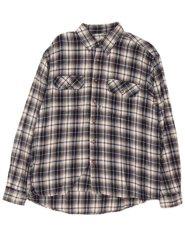 Vintage Ανδρικό φανελένιο πουκάμισο XL Navy Blue Check Cotton