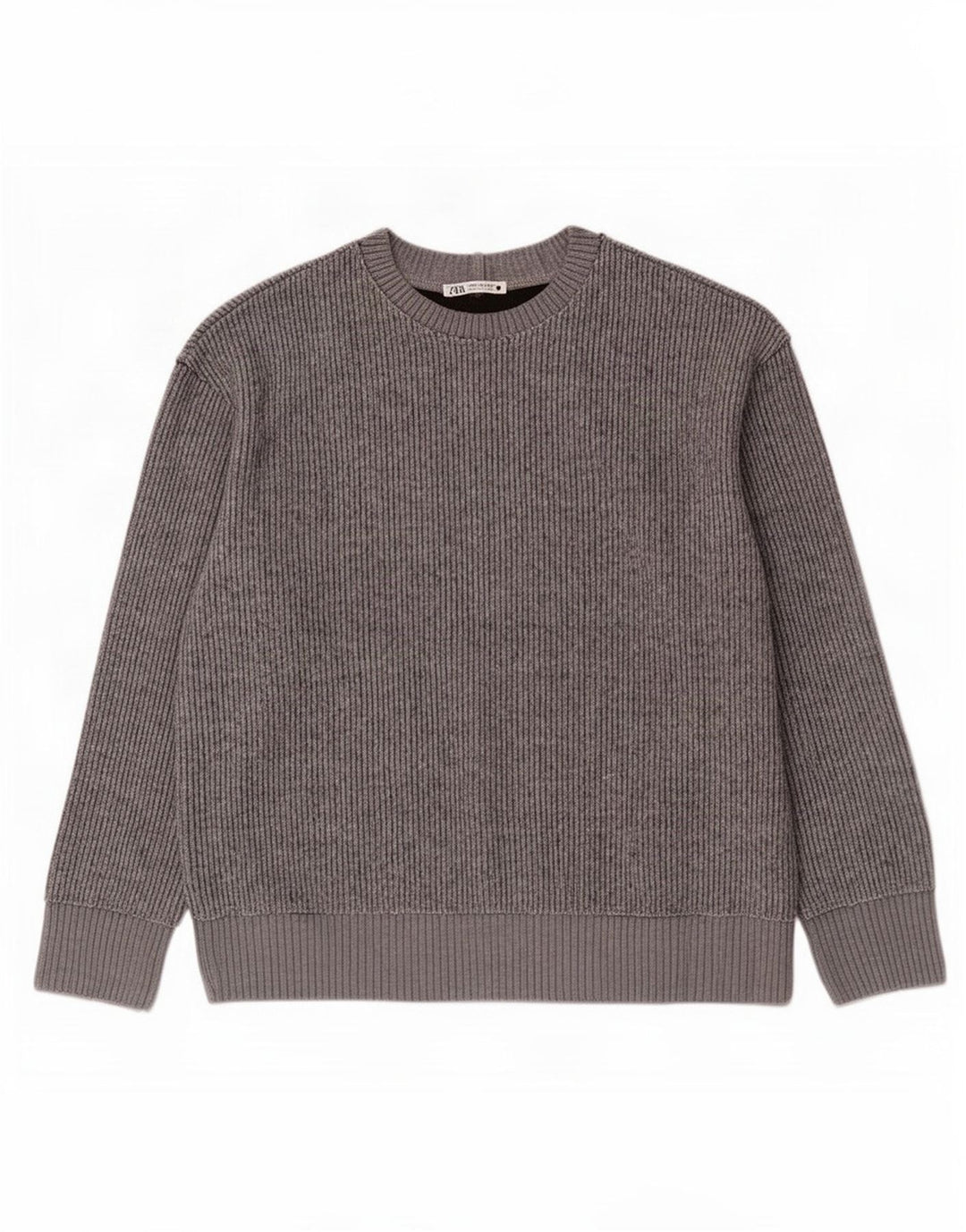 Zara Γυναικείο πουλόβερ με λαιμόκοψη UK 14 Medium Grey Polyester