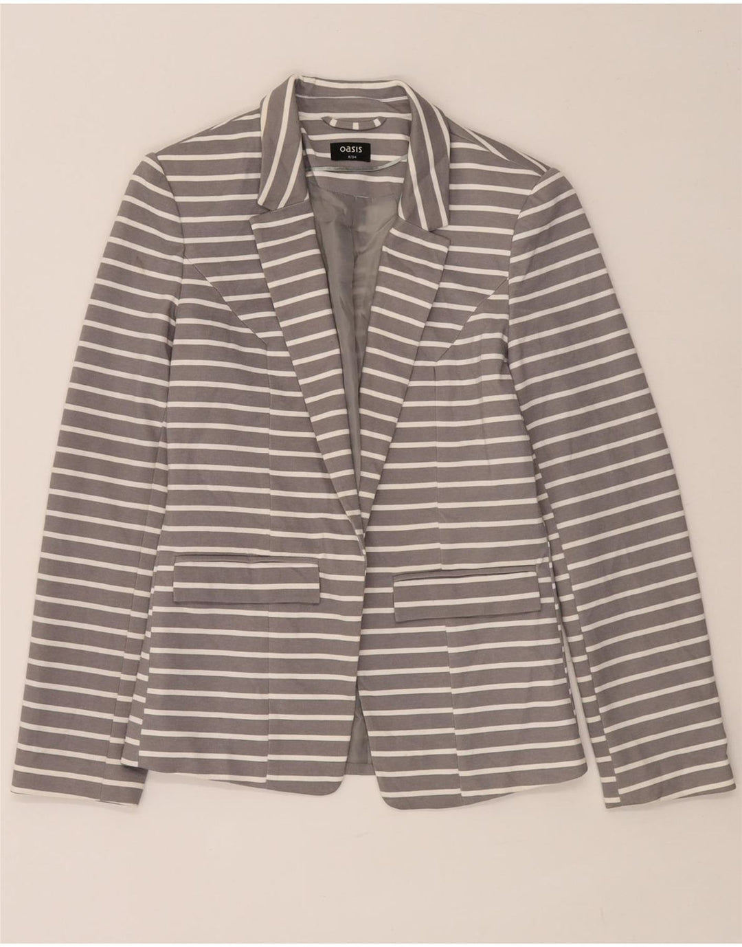 Oasis Γυναικείο Open Blazer Jacket UK 8 Small Grey ριγέ πολυεστέρας