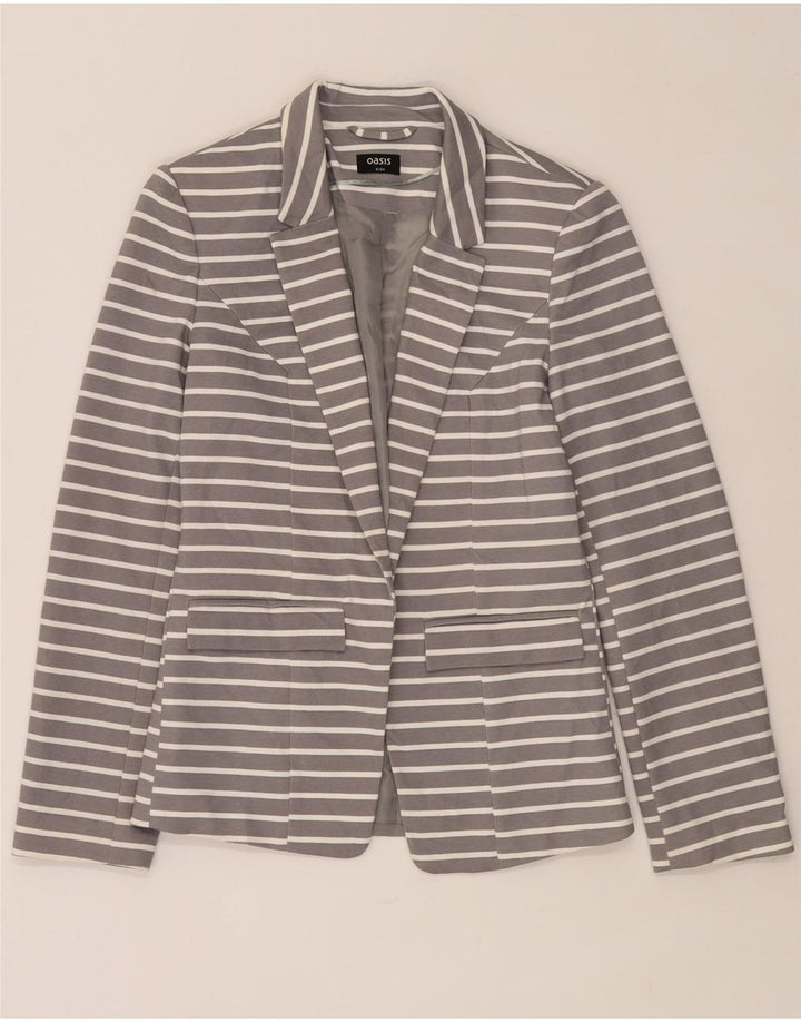 Oasis Γυναικείο Open Blazer Jacket UK 8 Small Grey ριγέ πολυεστέρας