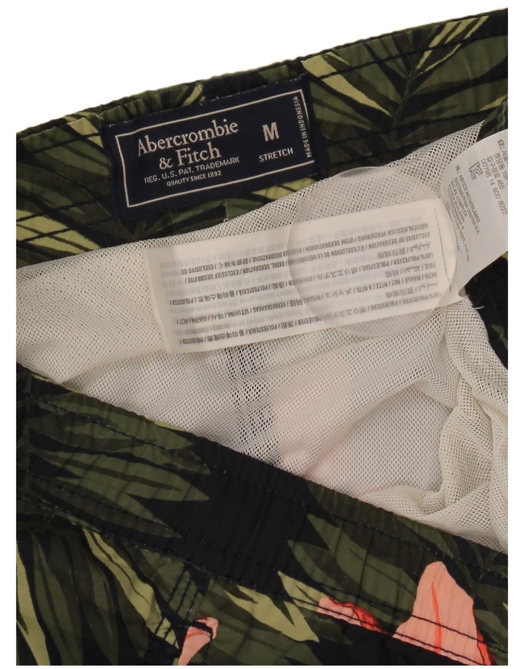 Ανδρικό σορτς κολύμβησης Abercrombie & Fitch, μεσαίο μαύρο φλοράλ πολυεστέρας