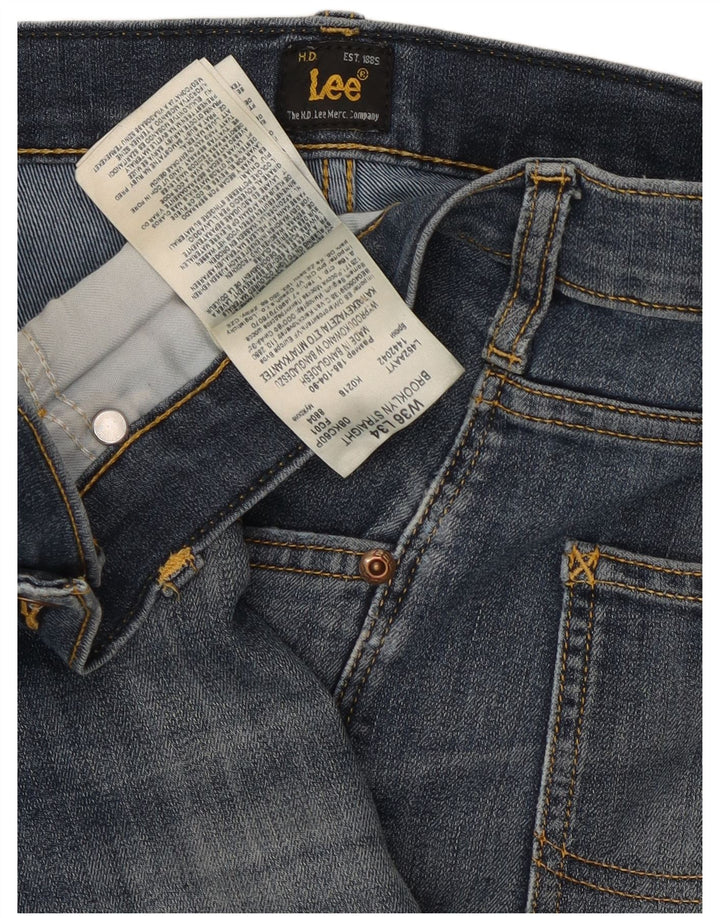Lee Mens Brooklyn Straight Jeans W36 L34 Blue Cotton