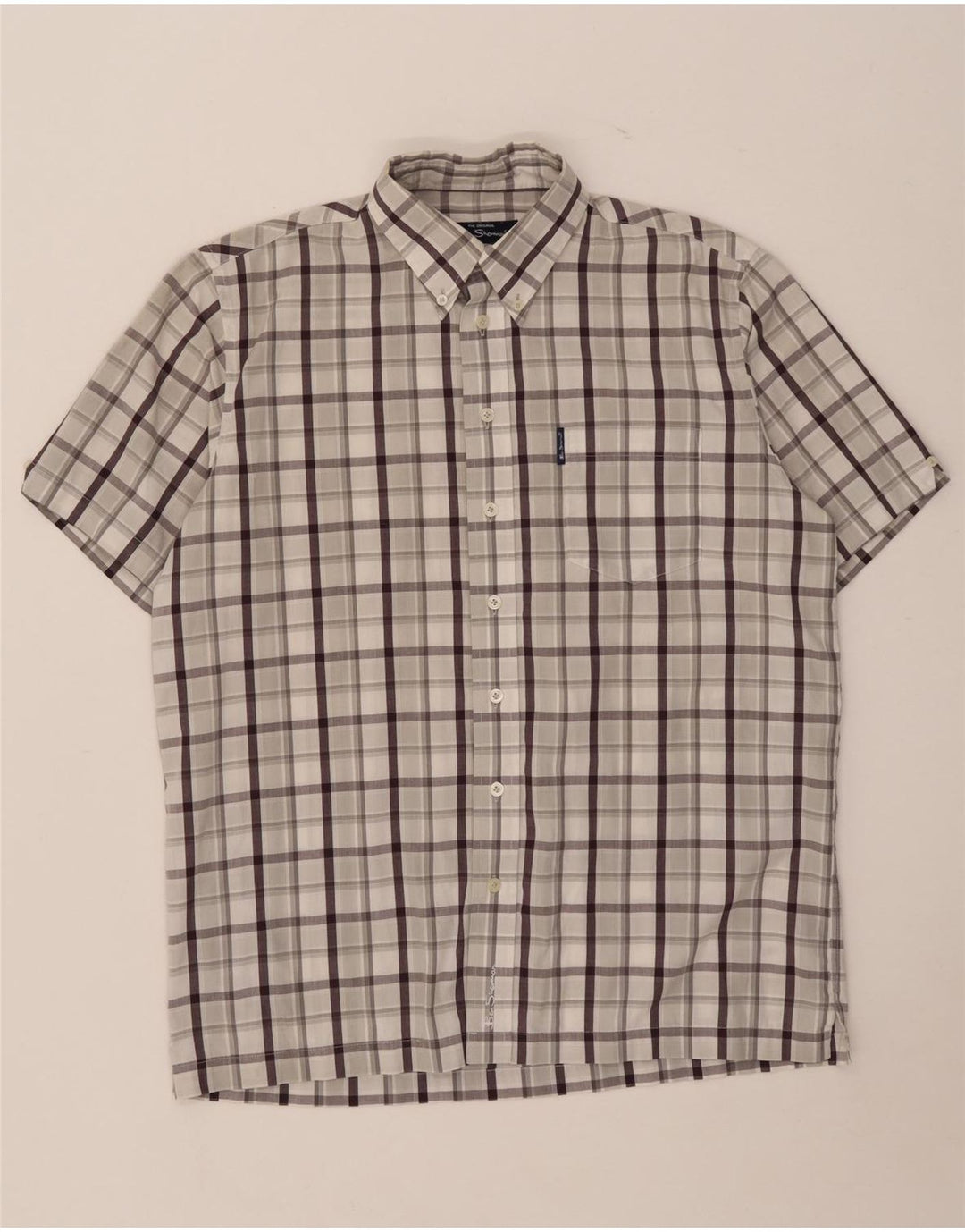 Ανδρικό κοντομάνικο πουκάμισο Ben Sherman, μεσαίο γκρι βαμβακερό