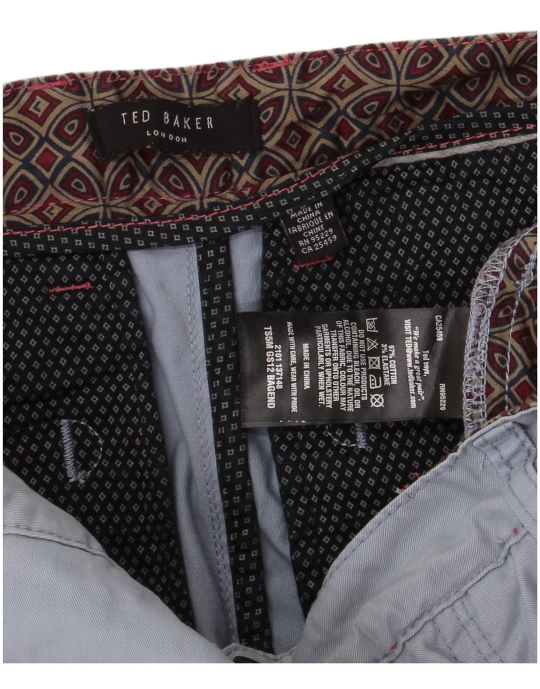 TED BAKER Ανδρικό σορτς Chino W32 Βαμβακερό μεσαίο μπλε