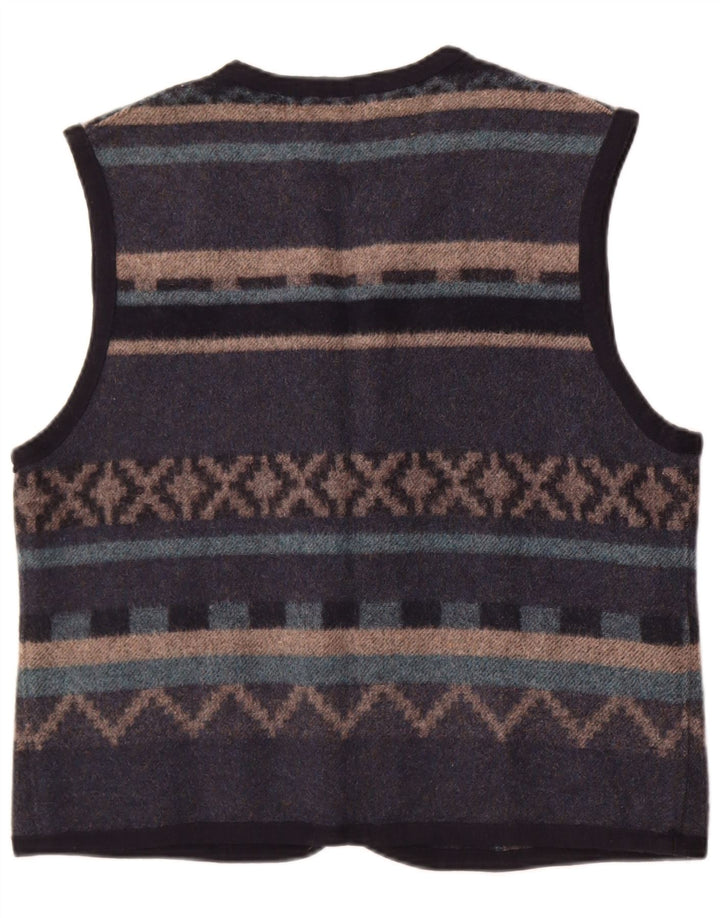 Vintage ανδρικό γιλέκο Medium Blue Fair Isle Wool