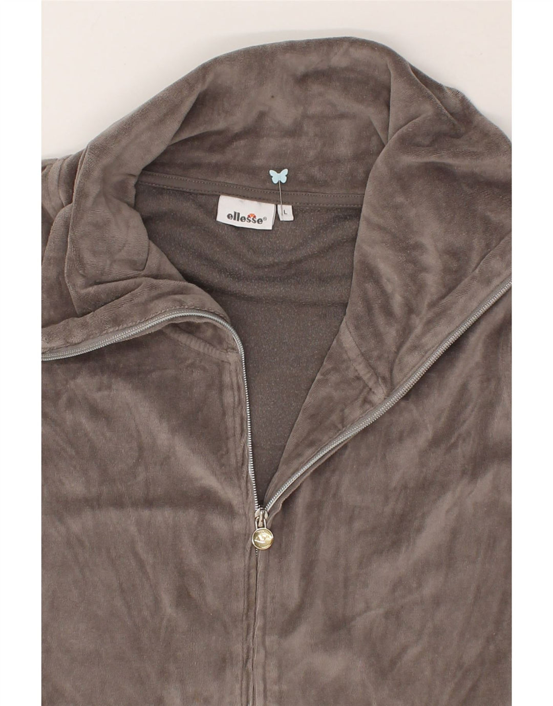 ELLESSE Womens Tracksuit Top Jacket UK 16 Large Grey Cotton Vintage Ellesse and Second-Hand Ellesse from Messina Hembry 