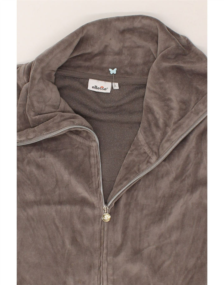 ELLESSE Womens Tracksuit Top Jacket UK 16 Large Grey Cotton Vintage Ellesse and Second-Hand Ellesse from Messina Hembry 