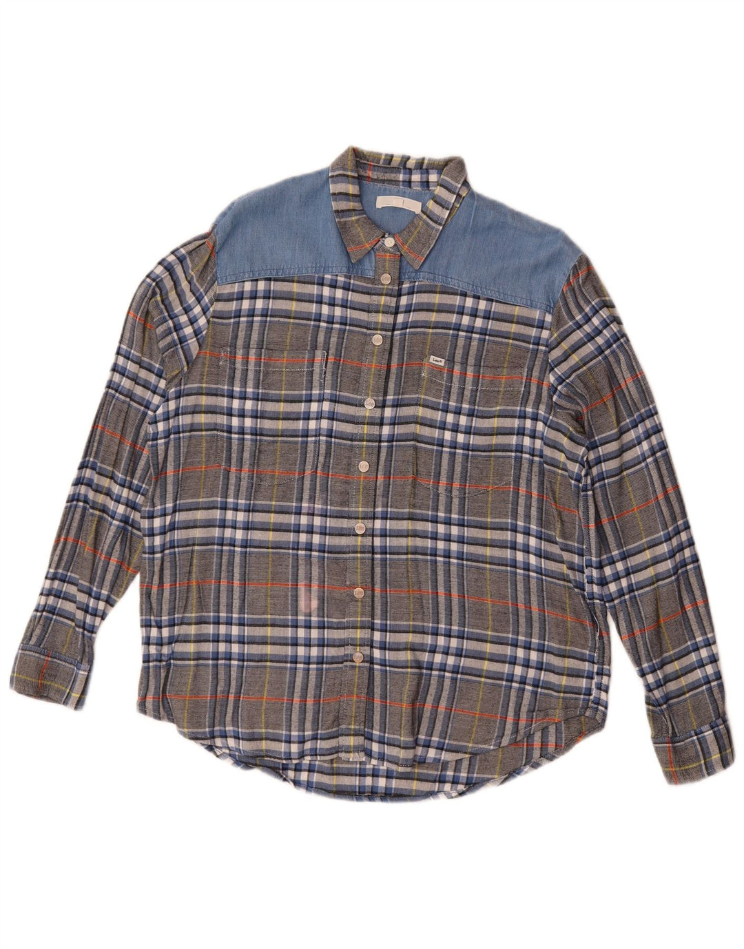 Γυναικείο πουκάμισο Lee Flannel UK 16 Μεγάλη γκρι καρό βισκόζη