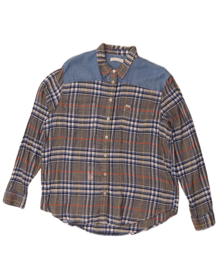 Γυναικείο πουκάμισο Lee Flannel UK 16 Μεγάλη γκρι καρό βισκόζη