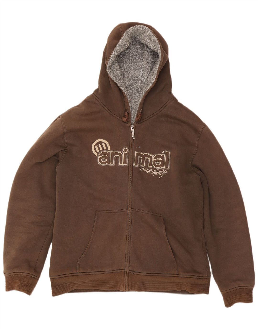 Ανδρικό πουλόβερ με κουκούλα με φερμουάρ ANIMAL Μεγάλο καφέ βαμβακερό
