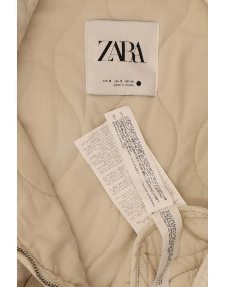 Zara Γυναικείο Καπιτονέ μπουφάν UK 10 Small Beige βαμβακερό