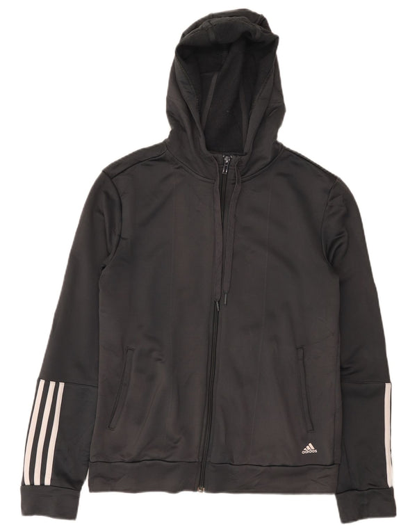 Γυναικείο πουλόβερ με κουκούλα Adidas Climalite UK 12/14 Μεσαίο γκρι πολυεστέρα