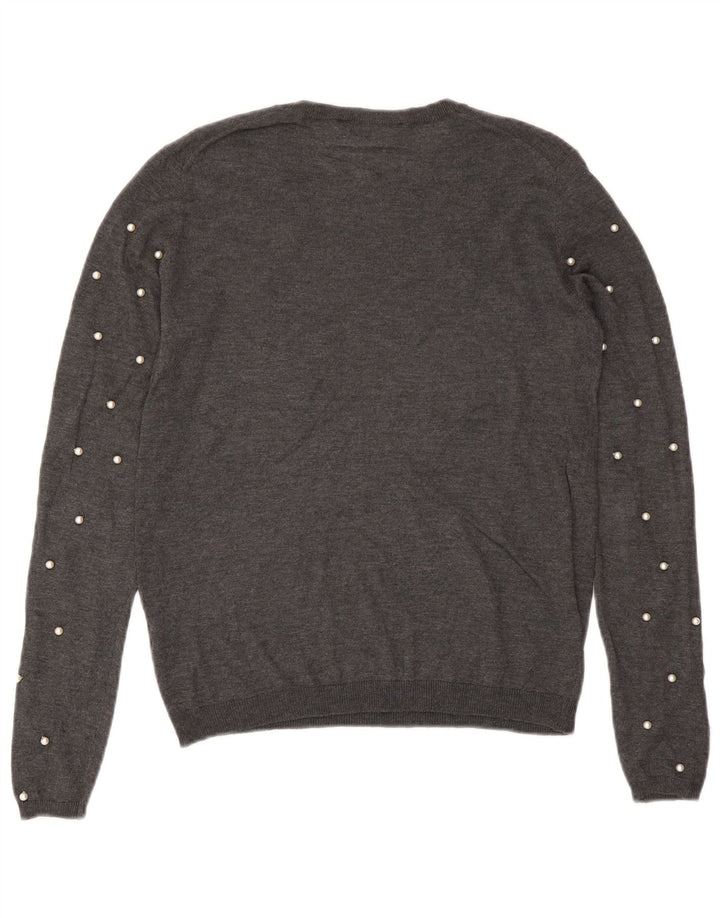 Zara Γυναικείο πουλόβερ με λαιμόκοψη UK 10 Small Grey Modal