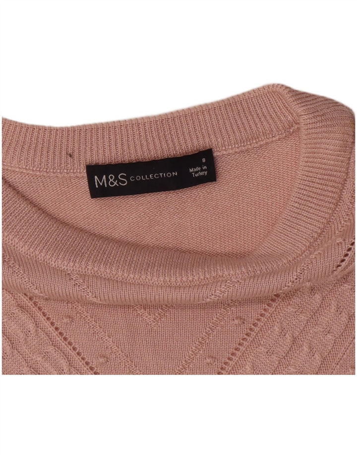 Marks & Spencer Γυναικείο πουλόβερ με λαιμόκοψη UK 8 Small Pink