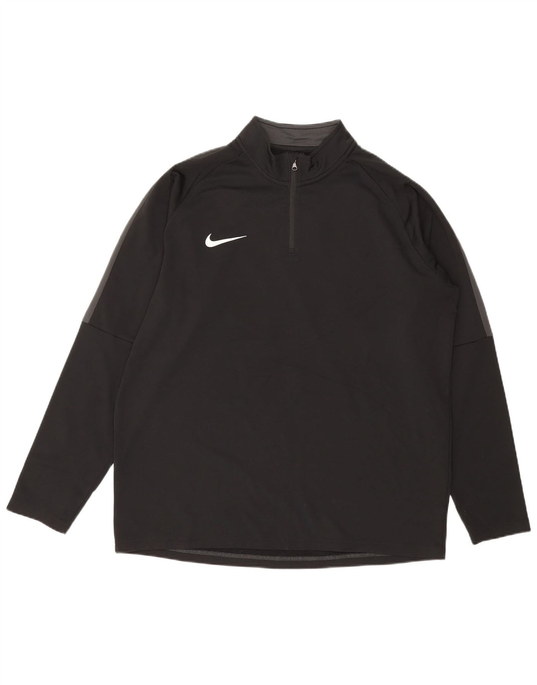 NIKE Mens Dri Fit Zip Neck Pullover Tracksuit Top XL Black Colourblock