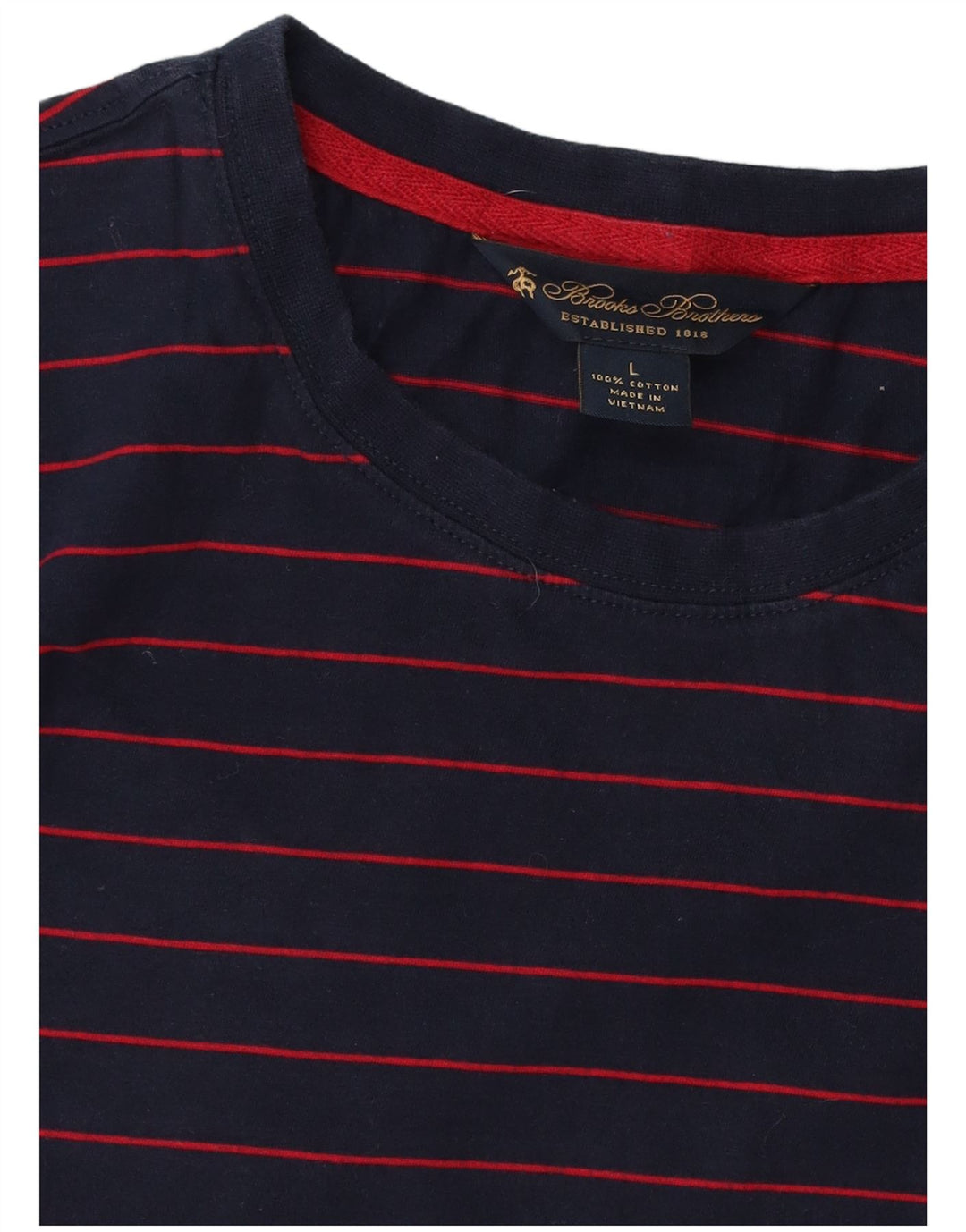 BROOKS BROTHERS Ανδρικό T-Shirt Top Large Blue Navy Pinstripe Βαμβακερό