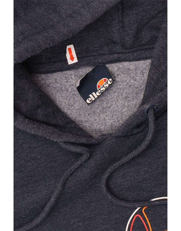 ELLESSE Γυναικείο γραφικό φούτερ με κουκούλα UK 16 Large Navy Blue βαμβακερό