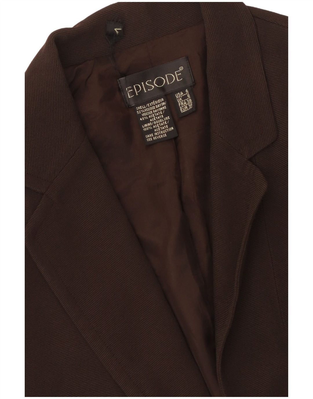 Επεισόδιο Γυναικείο 1 Button Blazer Jacket UK 8 Small Brown Viscose