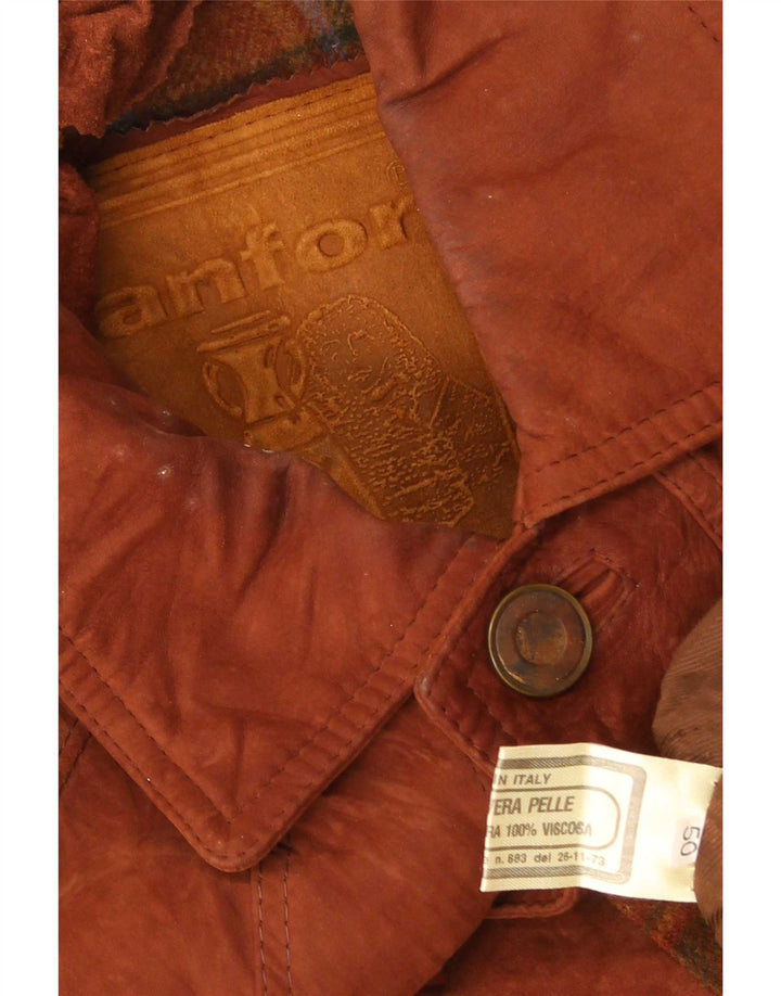 Ανδρικό παλτό Anfor Suede IT 50 Δερμάτινο μεγάλο καφέ
