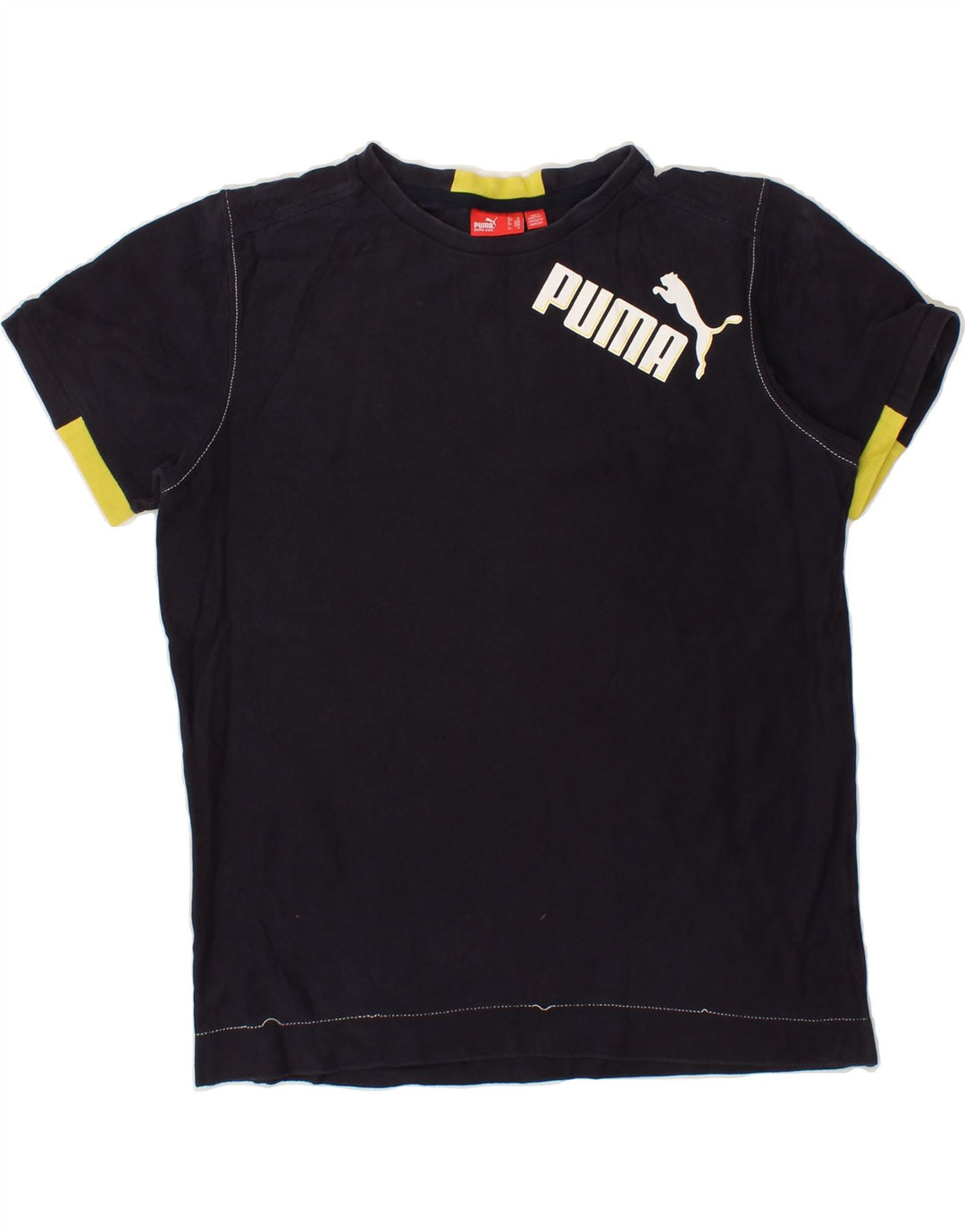 PUMA Mens Graphic T-Shirt Top Medium Navy Blue Cotton Vintage Puma and Second-Hand Puma from Messina Hembry 