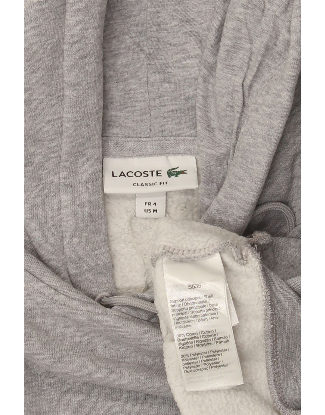 Ανδρικό γραφικό κουκούλα με κουκούλα Lacoste, Μέγεθος 4, Μεσαίο γκρι χρώμα