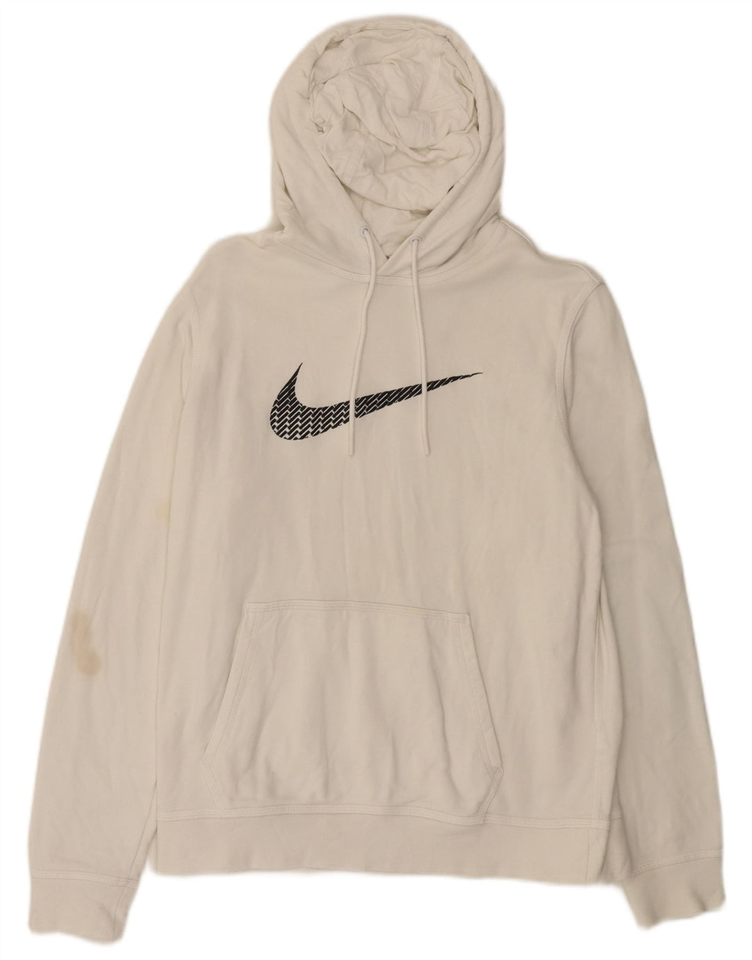 NIKE Mens Graphic Hoodie Jumper Medium White Cotton