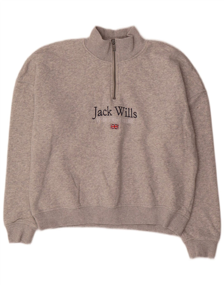Jack Wills Γυναικείο Γραφικό Φούτερ Jumper UK 10 Small Grey