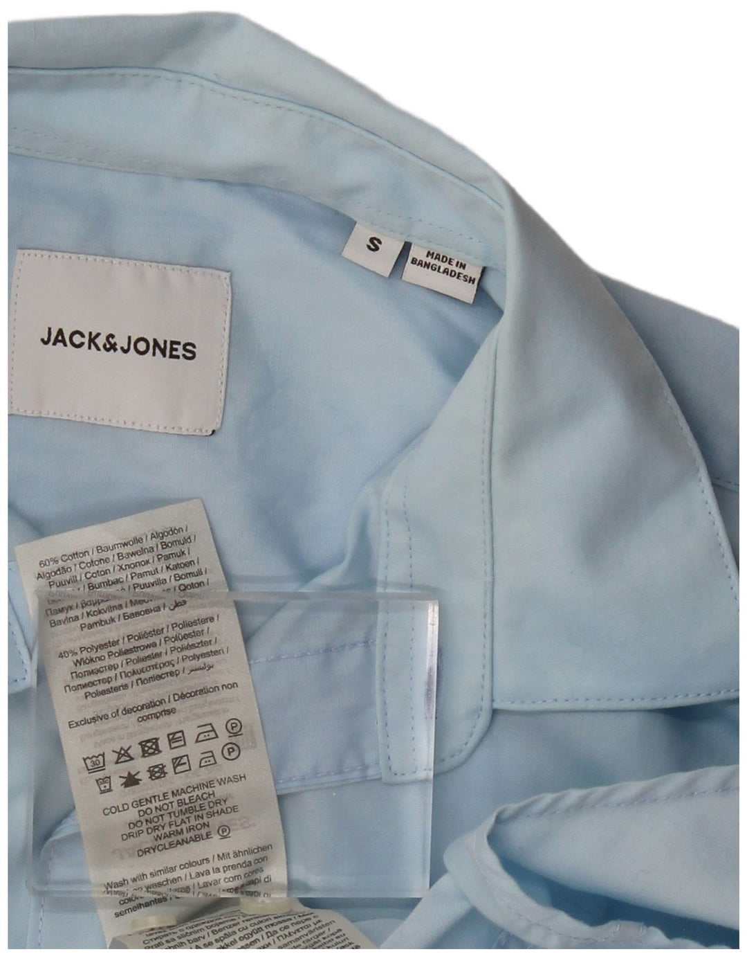 JACK & JONES Mens Shirt Small Blue Cotton