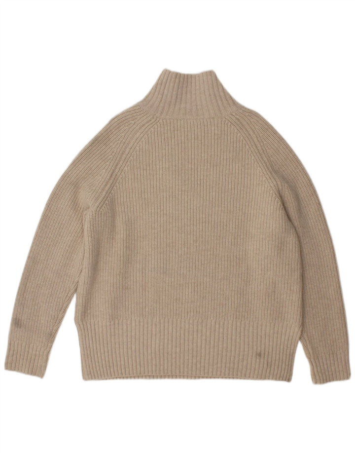 Zara γυναικείο πουλόβερ με λαιμόκοψη χελώνας UK 10 Small Beige Wool