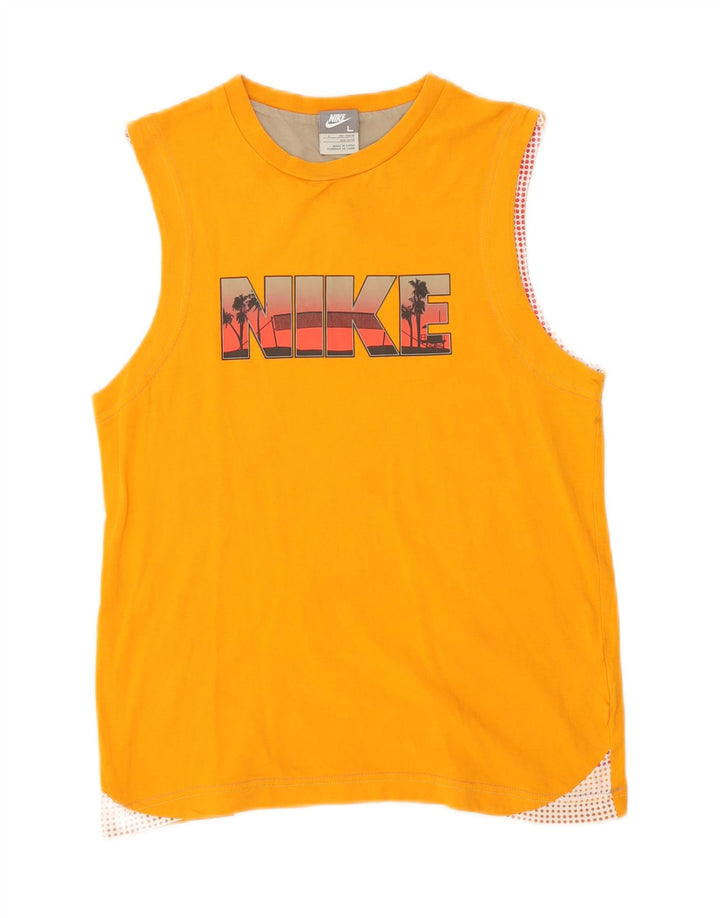 NIKE Boys Graphic Vest Top 12-13 Years Large  Orange Cotton Vintage Nike and Second-Hand Nike from Messina Hembry 