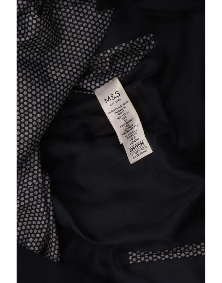 Marks & Spencer Ανδρικό μπλέιζερ με 2 κουμπιά μπουφάν UK 48 2XL Navy Blue Polyester
