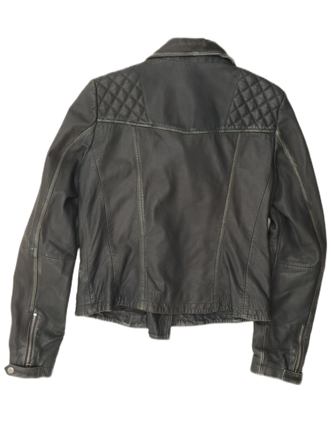 All Saints Γυναικείο Δερμάτινο Μπουφάν Biker UK 12 Medium Grey
