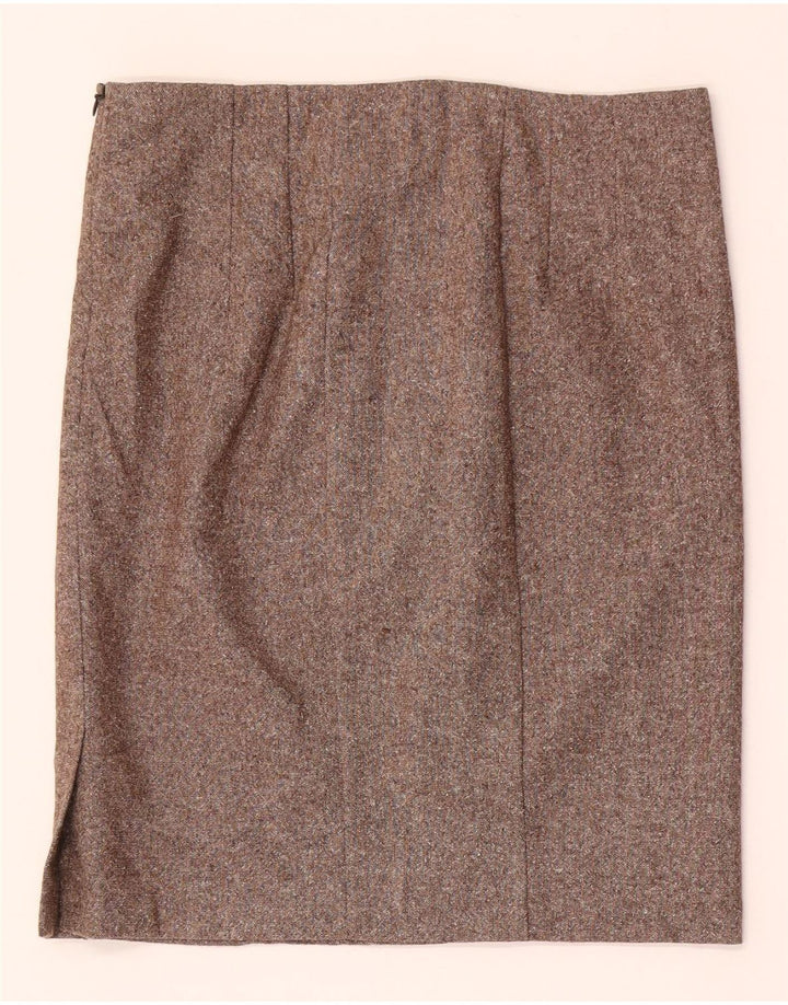 Γυναικεία Μίνι ίσια φούστα Benetton IT 42 Medium W28 Μάλλινη με καστανό χρώμα